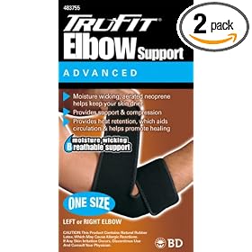 Tru-Fit Aerated Elbow Support, Black, One Size Fits All (Pack of 2) by TruFit