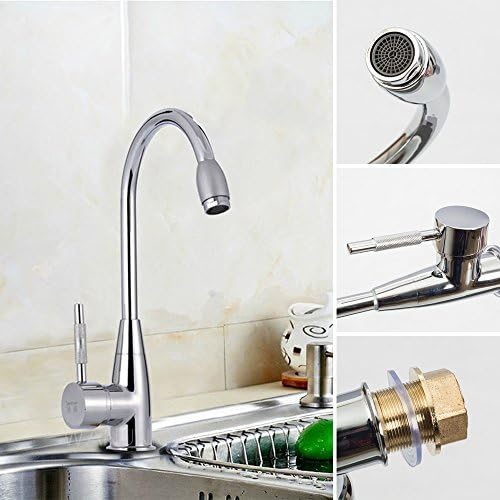 Kitchen Sink Faucet Mixer Tap Valve Chrome Finish Swivel Sink Tap Faucet Brushed Nickel