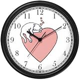 Cat Sleeping - Pink Heart - Cat Wall Clock by WatchBuddy Timepieces (White Frame)