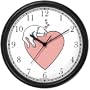 Cat Sleeping - Pink Heart - Cat Wall Clock by WatchBuddy Timepieces (Hunter Green Frame)