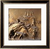 The Story of Cain and Abel: the Sacrifice, the Murder of Abel and God Banishing Cain Framed Art Poster Print by Lorenzo Ghiberti, 28x28