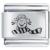 Girl With Scarf Christmas Italian Charms Bracelet Link