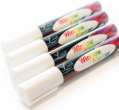 White Liquid CHALK MARKERS - 4 Pack - Child Friendly Top Premium Pen with Outstanding Reversible Tip