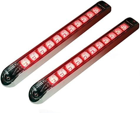 NEW 2 +++ Bright 17" Clear Lens Red Stop Brake Turn Tail Light BAR with Chrome Reflector and Chrome Bezel