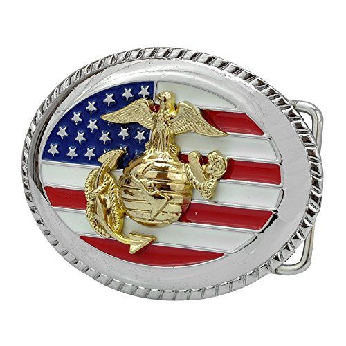 Buckle Rage Adult Unisex American Flag Gold Marine Corps Eagle Globe Belt Buckle
