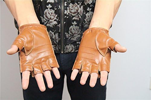 JIUYUNZHOU Mens Summer Genuine Nappa Leather Motorcycle Cycling Sport Driving Gloves (M, Tan)