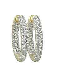 14K Yellow Gold 0.63ct Awesome Wish Ultimate Pave Set Diamond Mini-Hoop Earrings