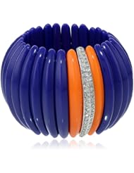 Kenneth Jay Lane Lapis Resin and Rhine Bars Stretch Cuff Bracelet, 9"