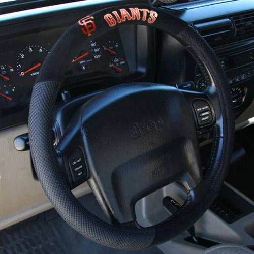 San Francisco Giants Black Poly Suede & Mesh Steering Wheel Cover