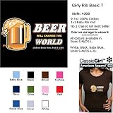 BEER WILL CHANGE THE WORLD, I DON'T KNOW HOW, BUT IT WILL (SMALL FONT) T-Shirt - 100% Baby Rib... at American Apparel - Roozle