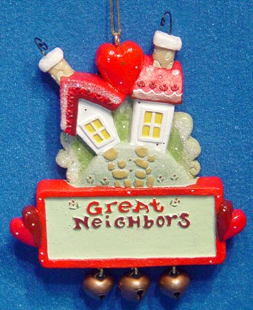 "Great Neighbors" Jingle Bell Christmas Ornament to Personalize #W1699