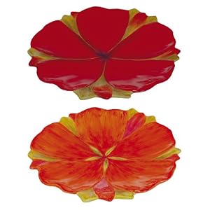 Handpainted Embossed 8.5" Shaped Dessert Plate 2 Assorted, Floral Spice