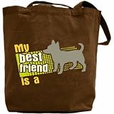 Canvas Tote Bag Brown  My Best Friend Is A Chihuahuas  Dog