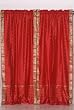 2 Fire Brick Indian Sari Drapes, Panels, Curtains