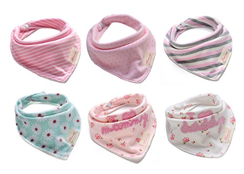 Bestbaby Baby Bandana Drool Bib 6 Packs Super Absorbent Cotton Teething and Dribble Bibs w/ Snap Neutral Gender for Girls and Boys (style1)