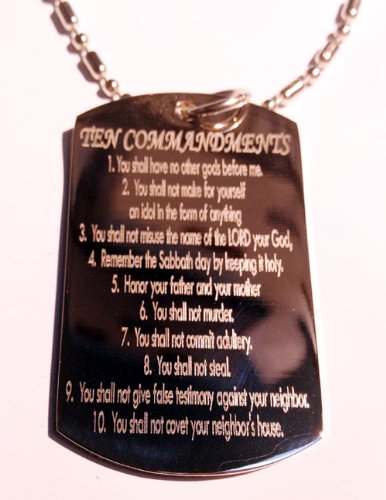 THE TEN Commandments From Jesus Christian Christ Religion Religious Logo Symbol - Military Dog Tag Luggage Tag