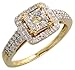 14 Karat Gold Fantasie Damen Radiantschliff Diamanten Ring, mit 0.50 Karat Brilliantschliff Diamanten, (9mm) breit