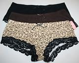 St.eve Womens Boyshort Panties 3 Pair - Size: Medium, Animal/Black/Cafe Dark
