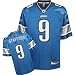 Matthew Stafford Jersey: Reebok Blue Replica #9 Detroit Lions Jersey - Large