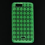 Premium TPU Argyle Flexi Soft Gel Skin for Motorola Droid X, Xtreme Verizon Wireless Flexible See Thru Skin with Green Checkers Print