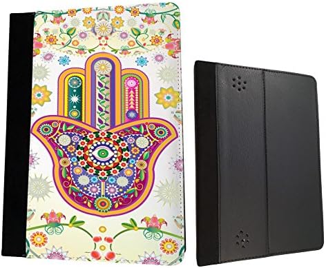 Amazon Kindle Fire HD 7'' 2012 1sr generation Lucky Sharm Floral Hamsa Hand Shaby Chic Designer Trend Wallet Case Flip Book Style Cover
