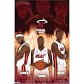 Miami Heat LeBron James Dwyane Wade Chris Bosh Sports Poster Print - 22x34