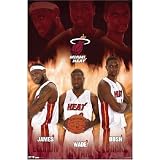 Miami Heat LeBron James Dwyane Wade Chris Bosh Sports Poster Print - 22x34