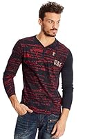 Desigual Camiseta Manga Larga Daniel Rep (Azul Marino / Rojo)
