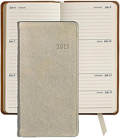 2016 METALLIC WHITE-GOLD 6'' Pocket Datebook Diary in Fine Leather by Graphic Image™ - 3.120x6