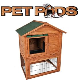 The Cambridge.  A two storey hutch and run suitable for either two dwarf rabbits or two guinea pigs.