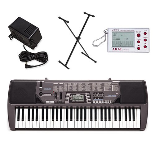 Casio CTK700 Keyboard with Power Supply - Stand and Akai Digital Chord Finder product image