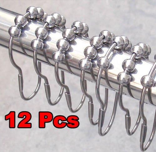 Ftbstyle Set of 12 Heavy Duty Roller Shower Curtain Rings, Polished Chrome Cool Mordern Styling for Your Bathing Room