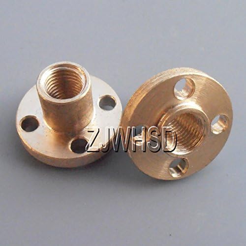 2pcs 1mm pitch 1mm Lead ∅22mm Brass Flange Nut /∅8mm 1-Start Screw CNC 3D Z axis [Gold Sister]