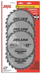 Skil 75324 7-1/4-Inch 24 Tooth Framing Saw Blade Set with 5/8-Inch and Diamond Knockout Arbor, 4 Pack