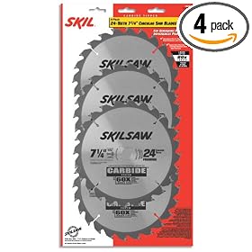 Skil 75324 7-1/4-Inch 24 Tooth Framing Saw Blade Set with 5/8-Inch and Diamond Knockout Arbor, 4 Pack