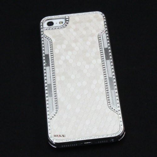 【HAIKAU】 iPhone5S / iPhone5 ケース メタルメッキ ヘキサゴンデザイン ハードケース ホワイト