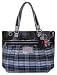 Coach Poppy Tartan Plaid Glam Shopper Bag Purse Tote Black Multi