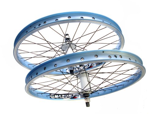 BMX Wheelset Blue 14mm Axles 9T Cassette