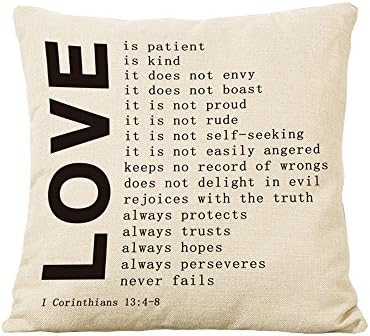 Dingoo Valentine's Gifts The Bible Poetry "What Is Love" Words Cotton Throw Pillow Case Bed Sofa Cushion Cover 18 X 18 Inch