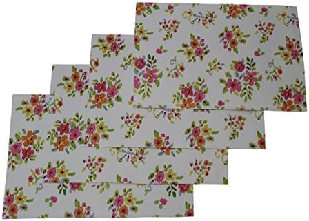 Athena Bouquets Design Water Repellent Placemats 13" X 19" Set Of 4