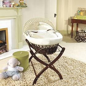 Izziwotnot Humphrey's Corner Humphrey's Bedtime Wicker Moses Basket, Dark