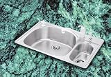 Elkay Gourmet Collection DLCGR332210R3 33 Top Mount Double Bowl Stainless Steel Sink with 18-Gauge, 10-1/2 Bowl Depth, Self-Rim and Small Bowl on Right: 3 Holes