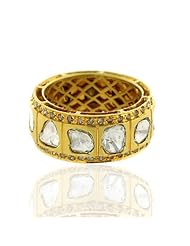 18kt Yellow Gold Rose Cut Diamond Band Ring Vintage Style Jewelry for Christmas