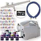 Complete Airbrush Nail Art Kit - 8 Color 240 Stencil Set