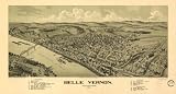 GIANT Wall Sticker of: Panoramic map of historic Belle Vernon, Pennsylvania, 1902 Drawn by T. M. Fowler.