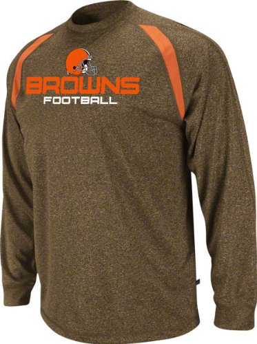 NFL Men's Cleveland Browns Fanfare IV Adult Long Sleeve Crew Neck Synthetic Marled Tee (Classic Brown Marled/Dark Orange, XX-Large)