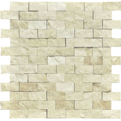 Botticino 1X2 Marble Split-Faced Mosaic Tile