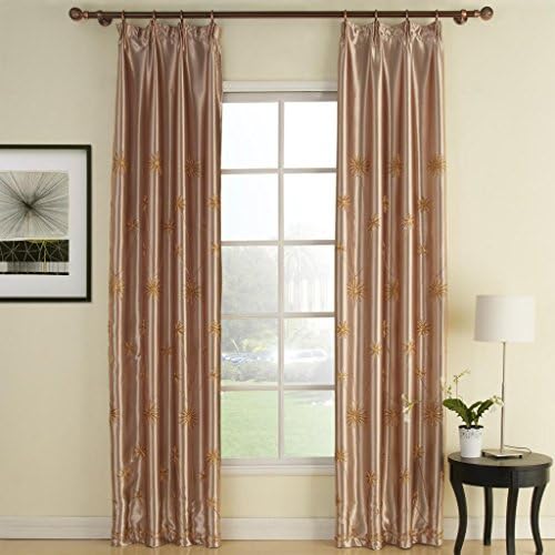 twopages Country Embroidery Polyester print Floral Room Darkening Thermal Double Pleated Curtain (One Panel) 42Wx96"L Multi Size Available Custom 63/84/96/102 Inch Length