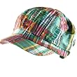 Newcotton Madras Plaid Cabby Newsboy Cap Hat Junior Green Small Medium