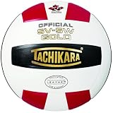 Tachikara SV5W Gold Competition Premium Leather Volleyball (Scarlet/White/Black)